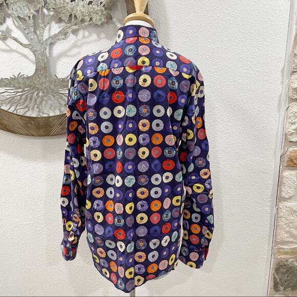 7 Downie St Retro Record Album Long Sleeve Button Down Shirt Purple Red 5 - Picture 4 of 6